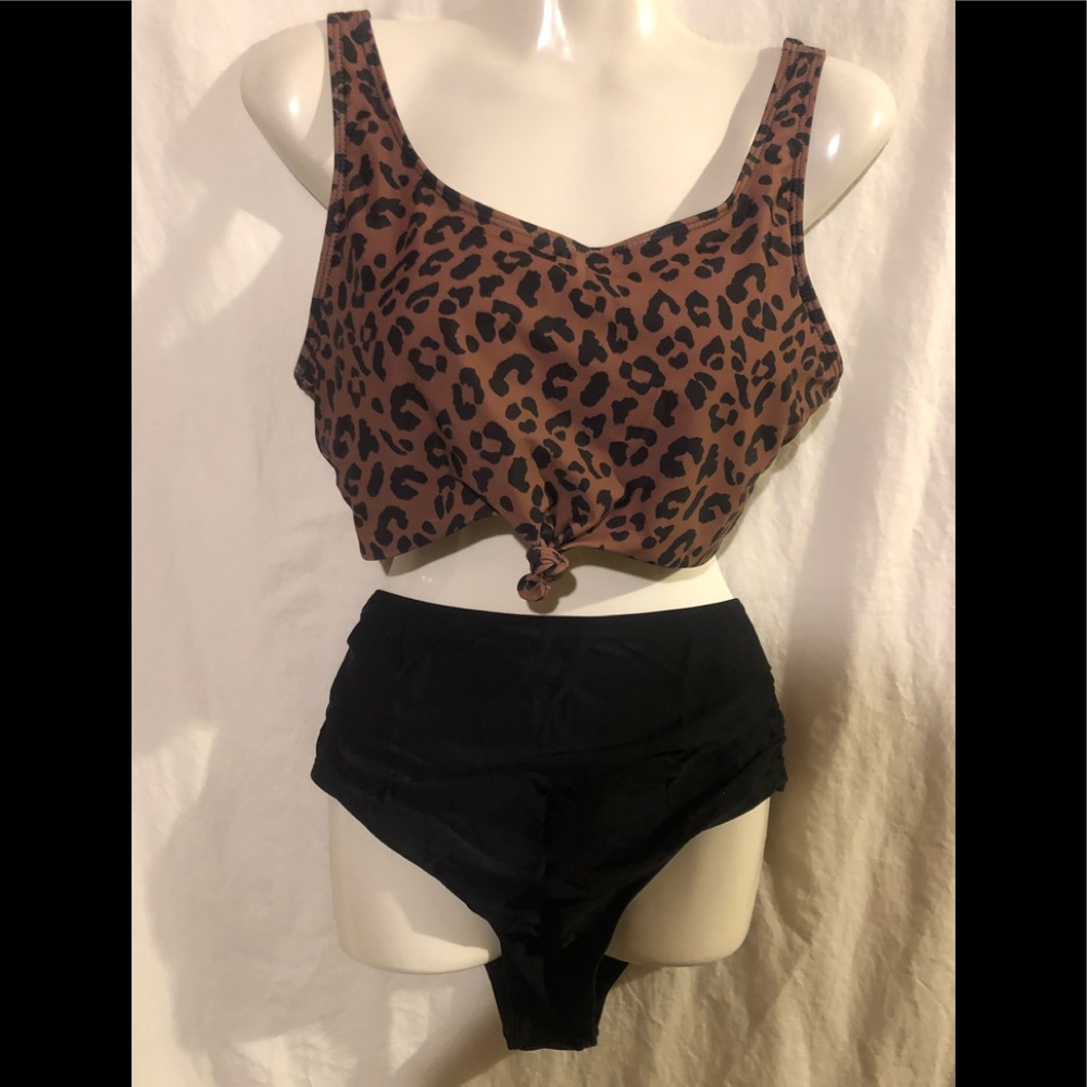 SheinSwim Leopard knotted swimsuit